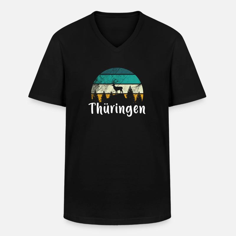 Thüringer Thüringen - Männer-T-Shirt mit V-Ausschnitt - Schwarz