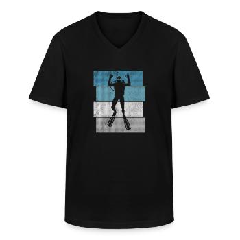 Taucher Geschenk Retro Taucher Tauchen - Männer-T-Shirt mit V-Ausschnitt - Schwarz - Vorne - AI Model Male 178 dark (178cm)