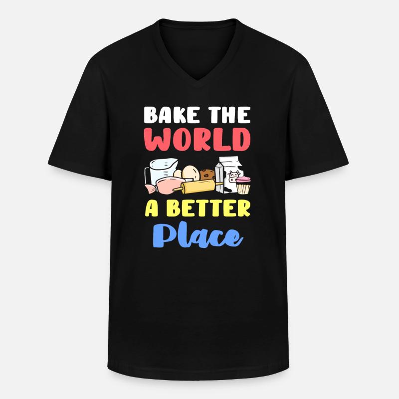 Backen Bäcker - Männer-T-Shirt mit V-Ausschnitt - Schwarz