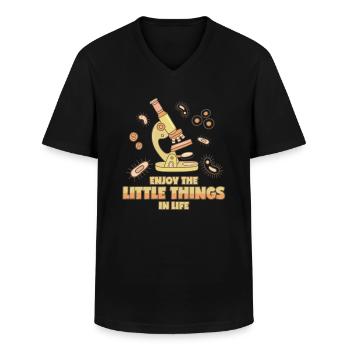 Microscope Grossissement Petites choses de la vie - T-shirt col V Homme - noir - Devant - AI Model Male 178 dark (178cm)