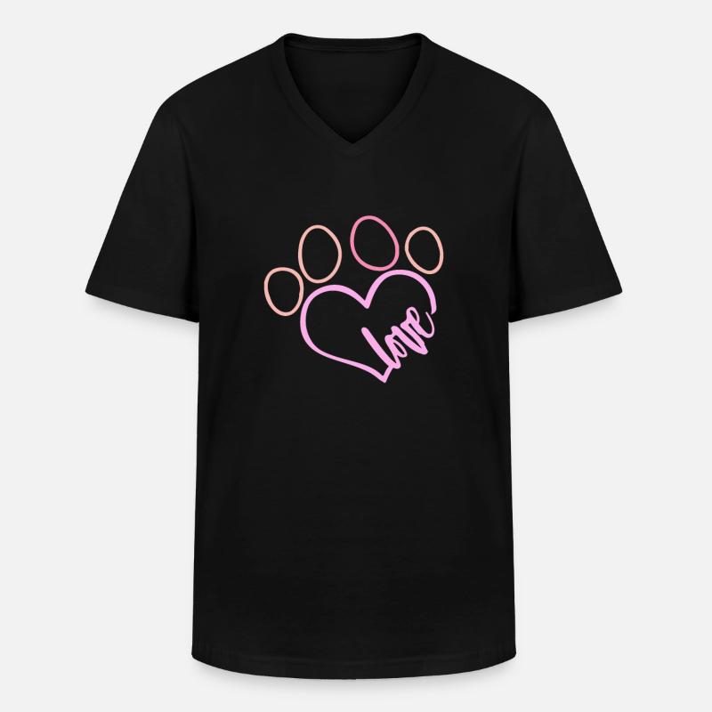 Pfote Herz - Männer-T-Shirt mit V-Ausschnitt - Schwarz