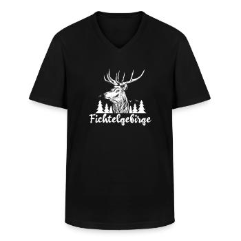 Fichtelgebirge Retro Hirsch Wald - Männer-T-Shirt mit V-Ausschnitt - Schwarz - Vorne - AI Model Male 178 dark (178cm)