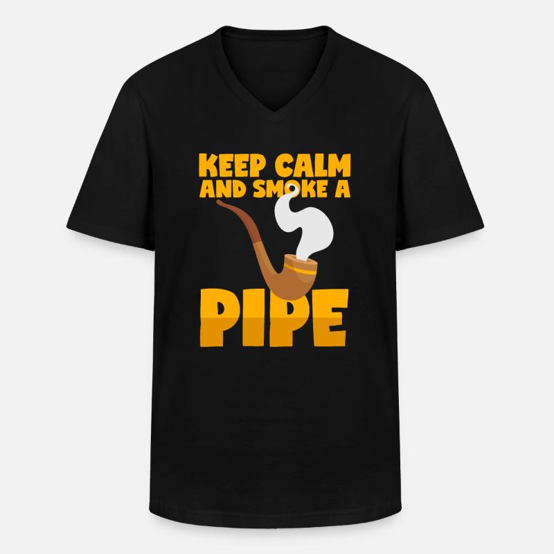 Pfeife rauchen Spruch - Männer-T-Shirt mit V-Ausschnitt - Schwarz
