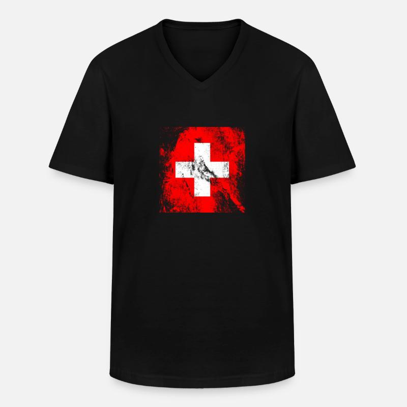Schweiz - Männer-T-Shirt mit V-Ausschnitt - Schwarz