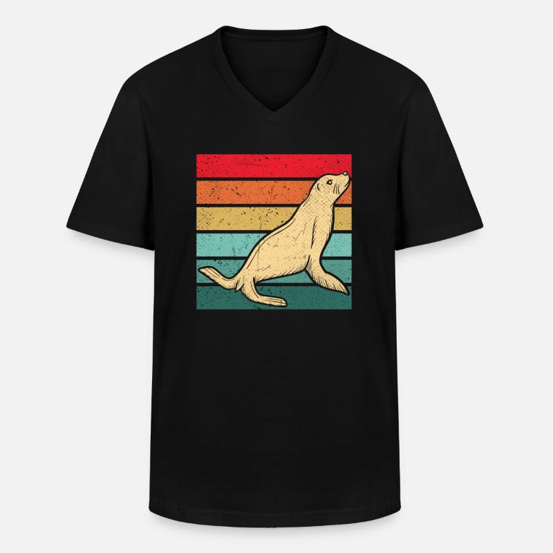 Robbe - Männer-T-Shirt mit V-Ausschnitt - Schwarz