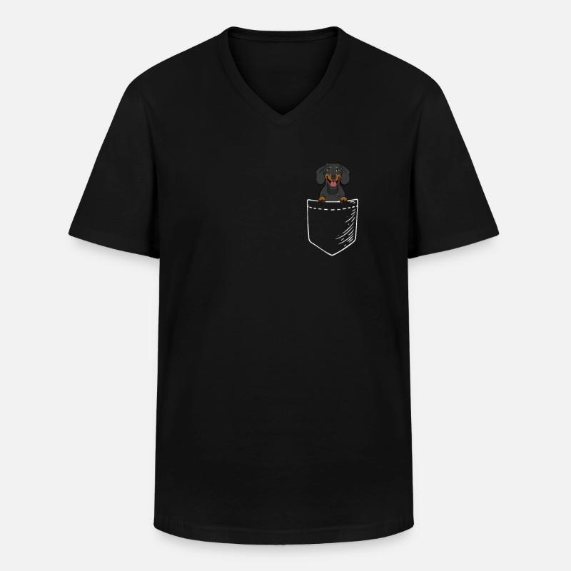 Schwarzer Dackel - Männer-T-Shirt mit V-Ausschnitt - Schwarz