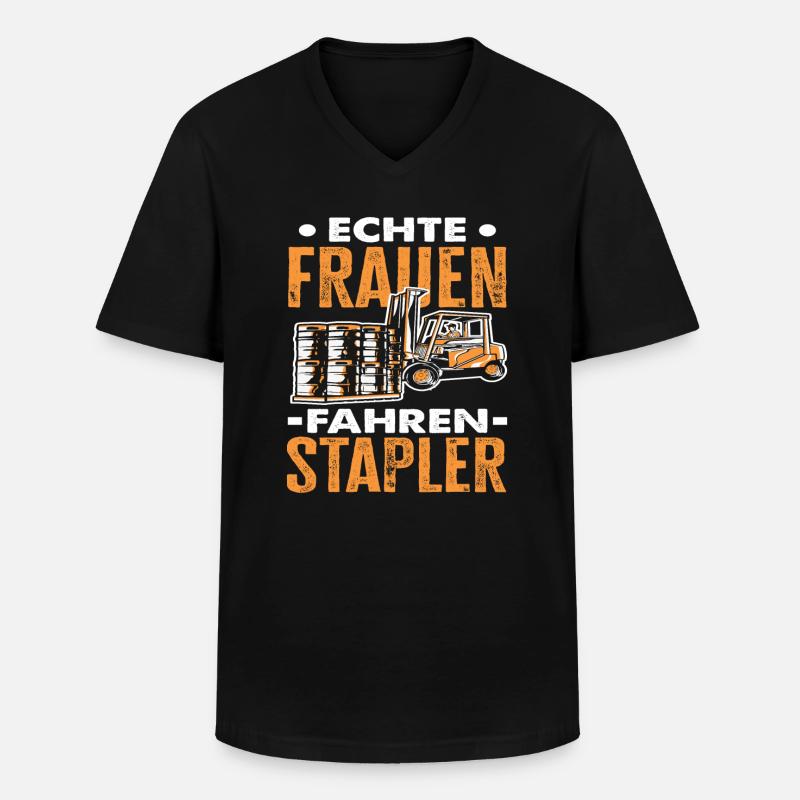 Staplerfahrerin - Männer-T-Shirt mit V-Ausschnitt - Schwarz