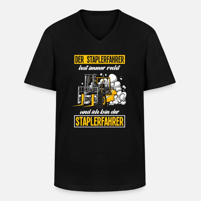 Staplerfahrer Spruch Gabelstapler Geschenk - Männer-T-Shirt mit V-Ausschnitt - Schwarz