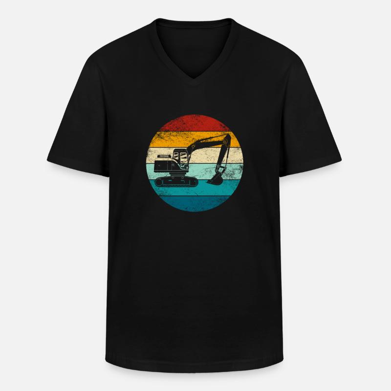 Bagger Baggerfahrer Baustelle Retro Bauarbeiter - Männer-T-Shirt mit V-Ausschnitt - Schwarz
