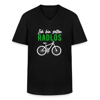 Ich bin selten radlos Fahrrad Radfahrer - Männer-T-Shirt mit V-Ausschnitt - Schwarz - Vorne - AI Model Male 178 dark (178cm)