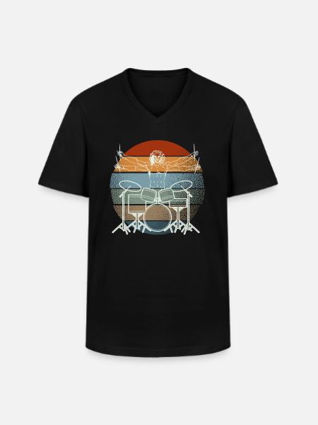 Vitruvian Drummer Drummer Legend - Men's V-Neck T-Shirt - black
