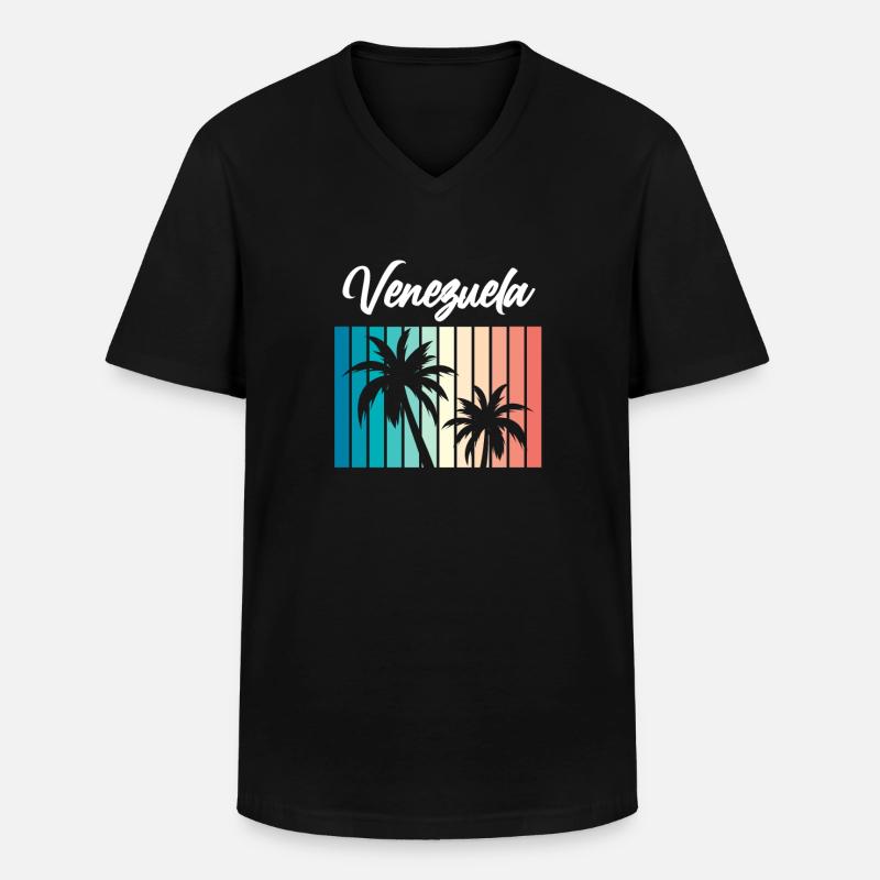Venezuela - Männer-T-Shirt mit V-Ausschnitt - Schwarz