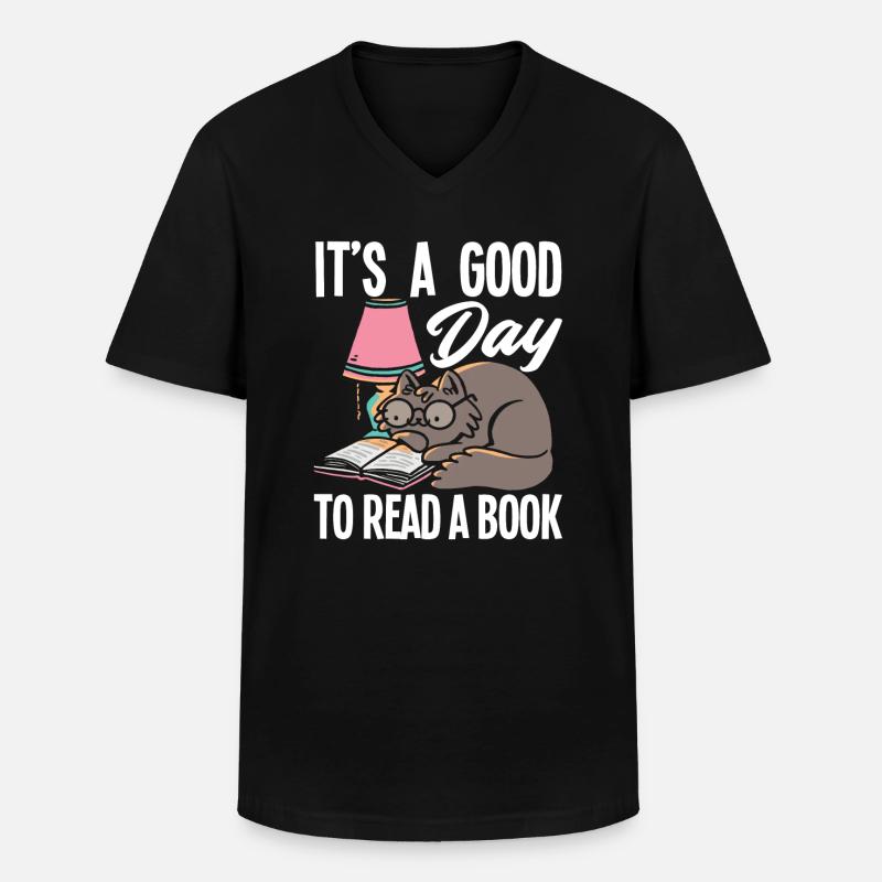 Buch Bücher Leseratte - Männer-T-Shirt mit V-Ausschnitt - Schwarz