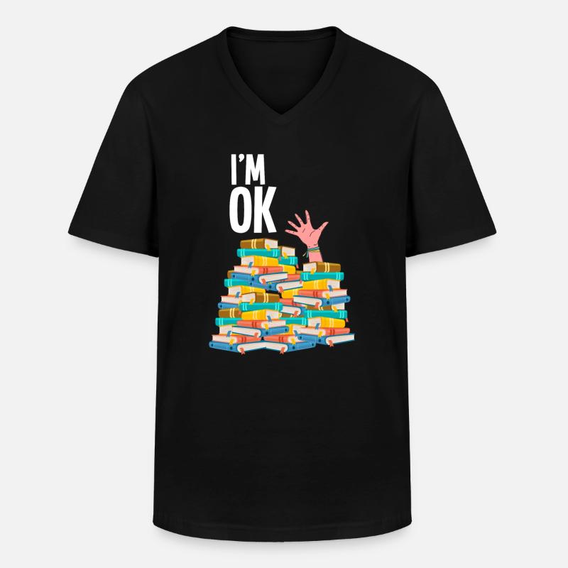 Bücher - Männer-T-Shirt mit V-Ausschnitt - Schwarz