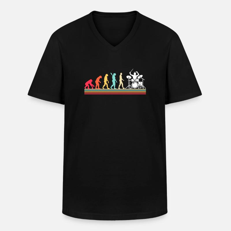 Drummer Evolution Drums - Men's V-Neck T-Shirt - black