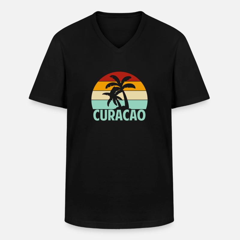 Curacao - Männer-T-Shirt mit V-Ausschnitt - Schwarz