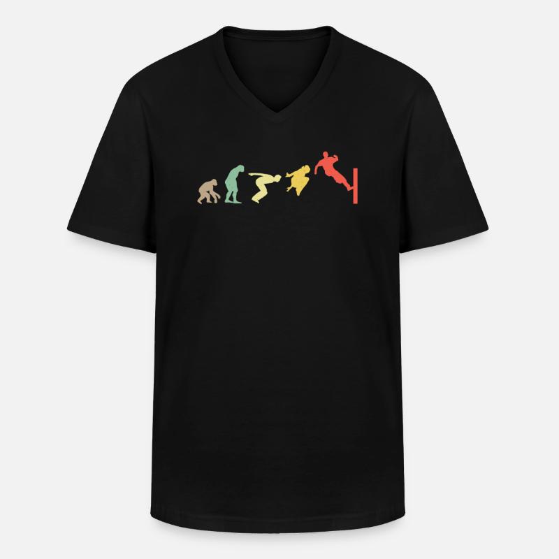 Retro Parkour Evolution - Männer-T-Shirt mit V-Ausschnitt - Schwarz