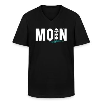 Moin ihr Spacken - Digga Spruch Meer Norddeutsch - Männer-T-Shirt mit V-Ausschnitt - Schwarz - Vorne - AI Model Male 178 dark (178cm)