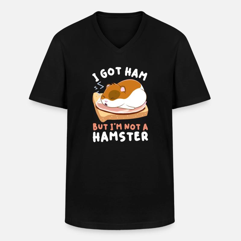 Hamster Schinken Hamsterbacken Essen Fleisch - Männer-T-Shirt mit V-Ausschnitt - Schwarz