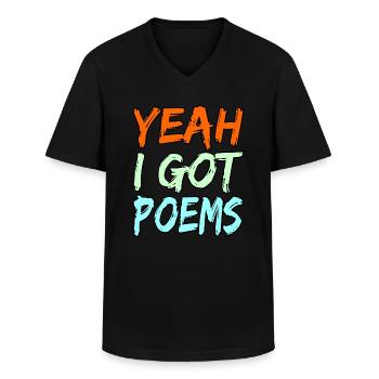 Oui, j’ai des poèmes, des poètes, des écrivains, - T-shirt col V Homme - noir - Devant - AI Model Male 178 dark (178cm)