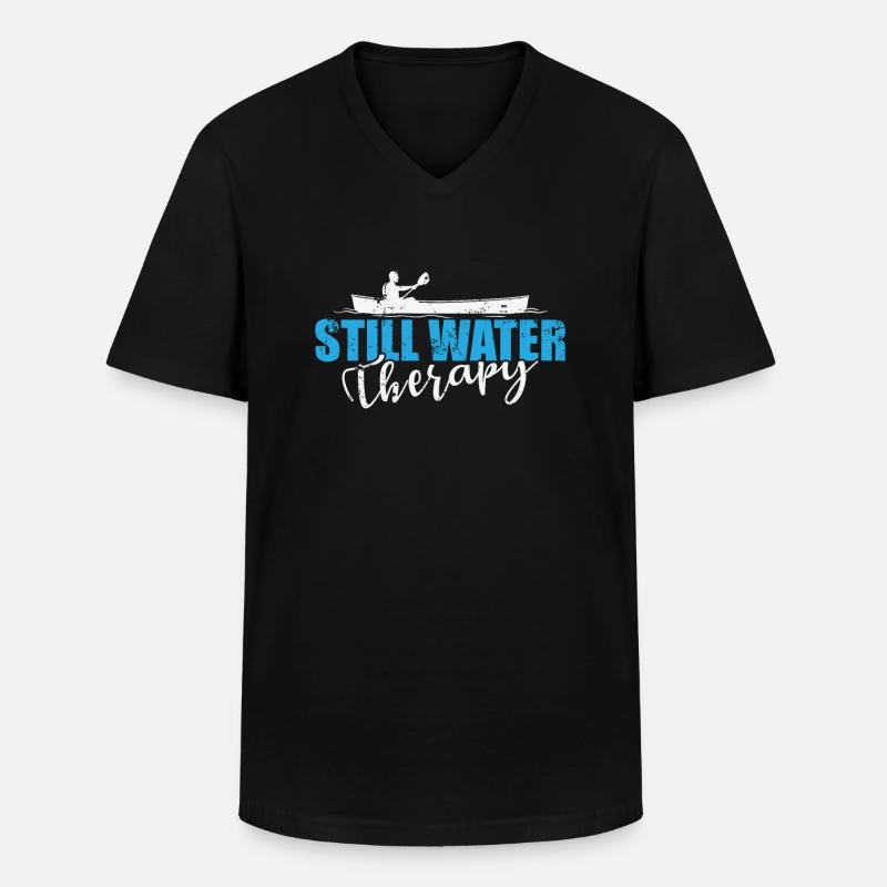 Still Water Therapy Kajak Paddelboot - Männer-T-Shirt mit V-Ausschnitt - Schwarz