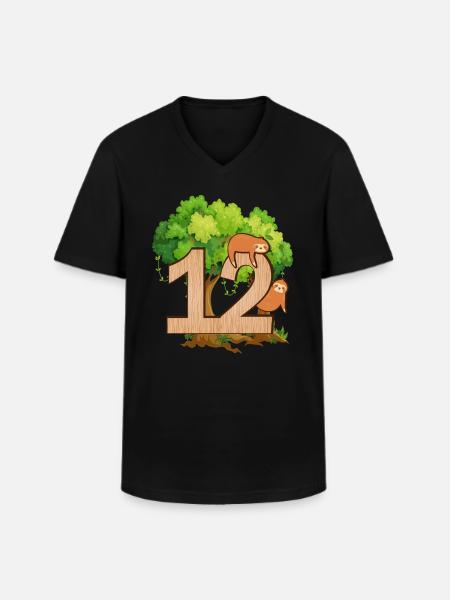 12th birthday | Sloth birthday | Sloth - Men's V-Neck T-Shirt - black