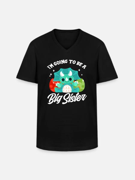 Dinosaurier Schwanger Schwester Nachwuchs - Männer-T-Shirt mit V-Ausschnitt - Schwarz
