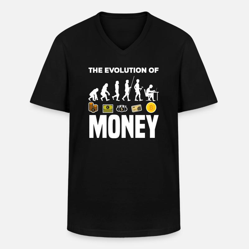 Bitcoin Geld Evolution - Männer-T-Shirt mit V-Ausschnitt - Schwarz