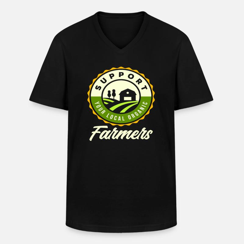 Bauer Lokaler Bio Bauer - Männer-T-Shirt mit V-Ausschnitt - Schwarz
