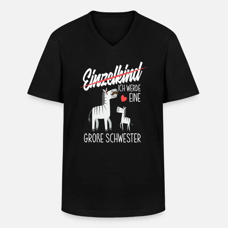Zebras Ich Werde Große Schwester - Männer-T-Shirt mit V-Ausschnitt - Schwarz