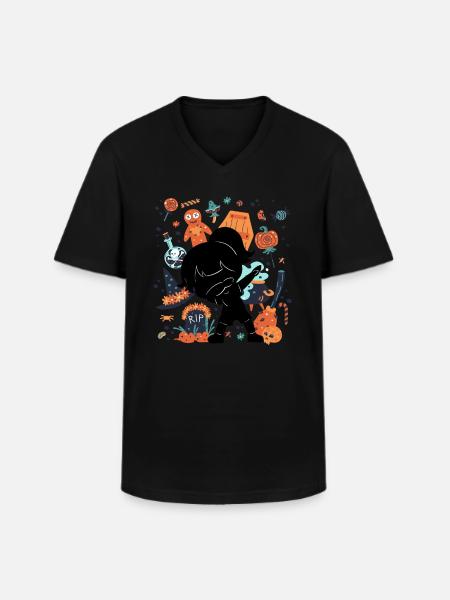 Drôle de fille Silhouette effrayante - T-shirt col V Homme - noir