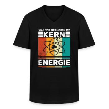 Atomenergie Kernkraft Kernenergie Atomkraftwerke - Männer-T-Shirt mit V-Ausschnitt - Schwarz - Vorne - AI Model Male 178 dark (178cm)