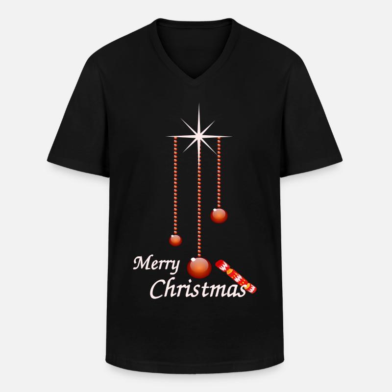 Weihnachtskugeln mit Bonbon - Männer-T-Shirt mit V-Ausschnitt - Schwarz