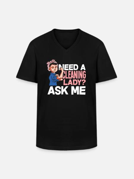 Housekeeper Cleaner - Men's V-Neck T-Shirt - black