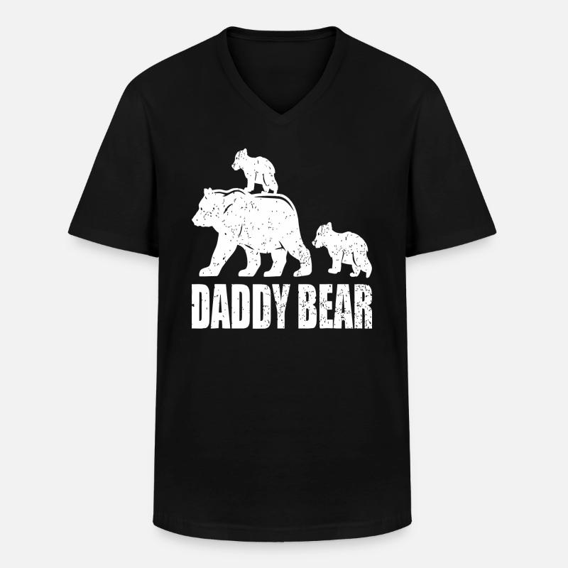 DADDY BEAR - Männer-T-Shirt mit V-Ausschnitt - Schwarz