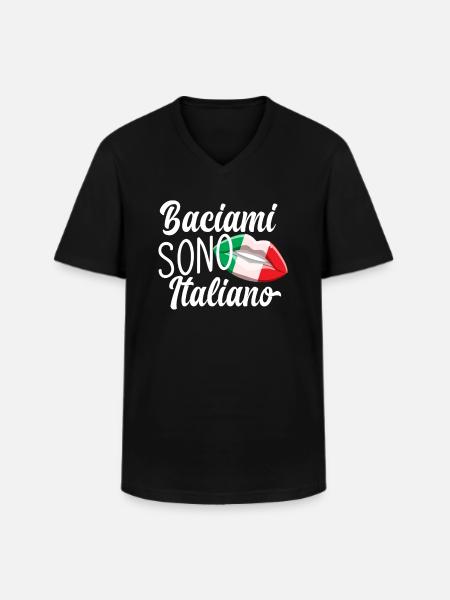 Kiss Me I Am Italian - Men's V-Neck T-Shirt - black