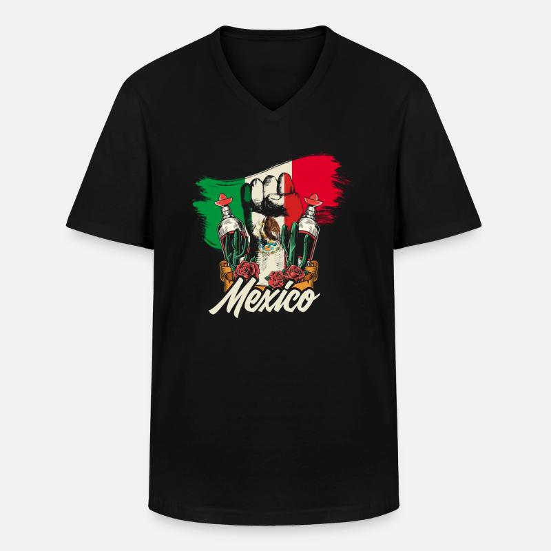 Mexiko - Männer-T-Shirt mit V-Ausschnitt - Schwarz