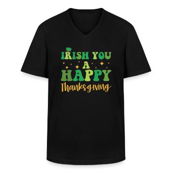 Les Irlandais partent pour un joyeux Thanksgiving - T-shirt col V Homme - noir - Devant - AI Model Male 178 dark (178cm)
