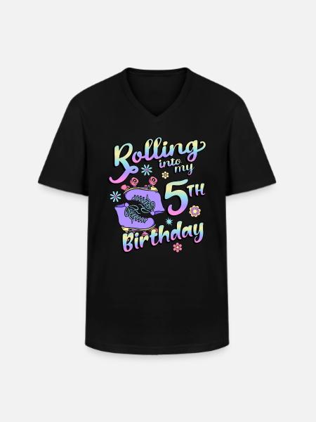 Rolling Into My 5th Birthday Quad Skater - Men's V-Neck T-Shirt - black