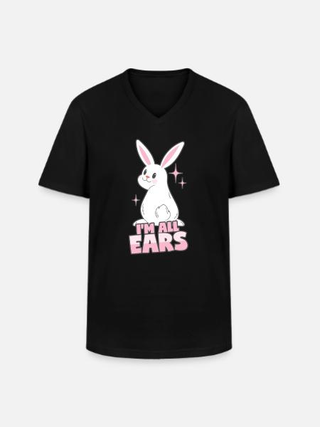 Rabbit: I'm all ears - Men's V-Neck T-Shirt - black