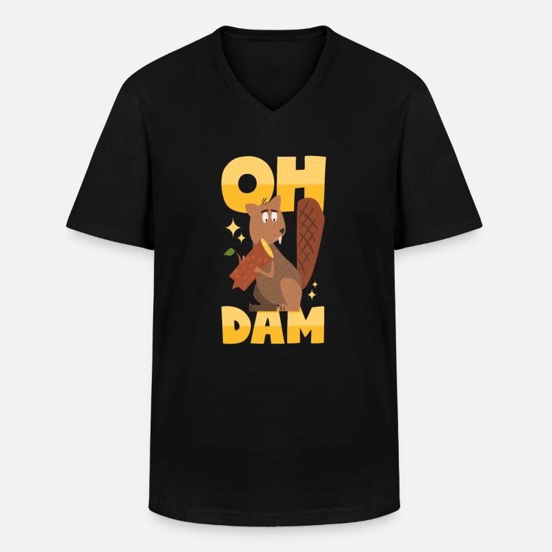 Biber Wortwitz - Männer-T-Shirt mit V-Ausschnitt - Schwarz