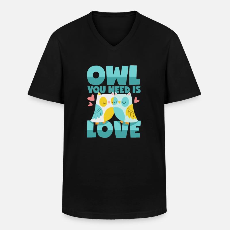 Eulen Liebe - Männer-T-Shirt mit V-Ausschnitt - Schwarz