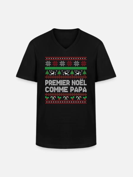 Premier Noël Comme Papa - T-shirt col V Homme - noir