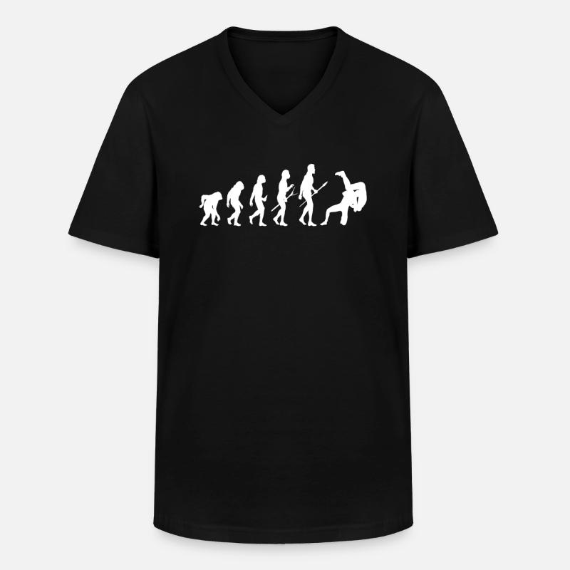 Évolution de la lutte - T-shirt col V Homme - noir