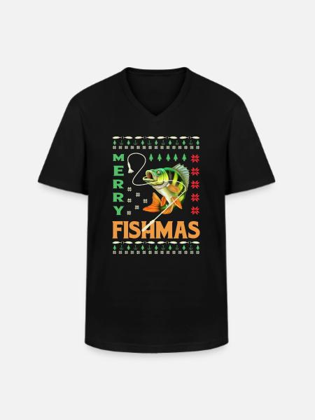 Pêche moche Noël - T-shirt col V Homme - noir