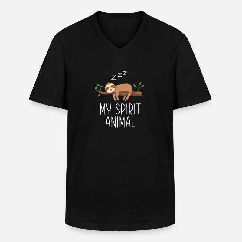 Faultier Spruch lustig Faul sein - Männer-T-Shirt mit V-Ausschnitt - Schwarz