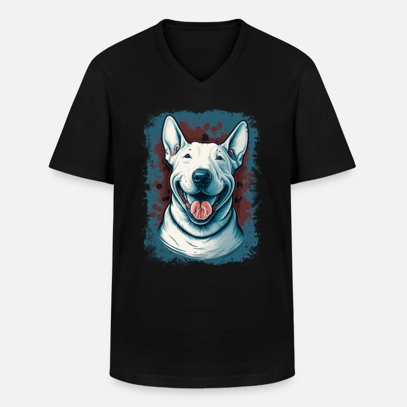 Fröhlicher Bullterrier - Männer-T-Shirt mit V-Ausschnitt - Schwarz