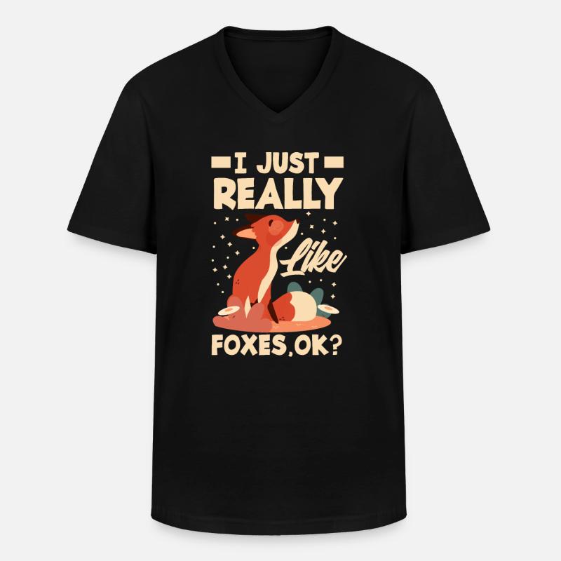 Fuchs Füchse Tiere Geschenkidee - Männer-T-Shirt mit V-Ausschnitt - Schwarz