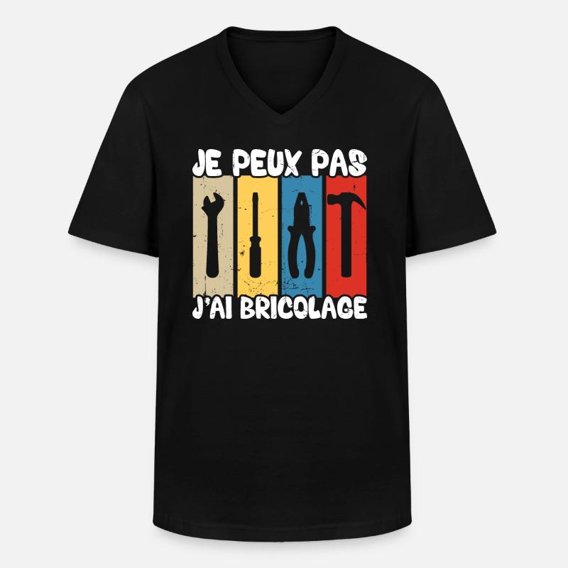 Je peux pas j'ai bricolage - T-shirt col V Homme - noir
