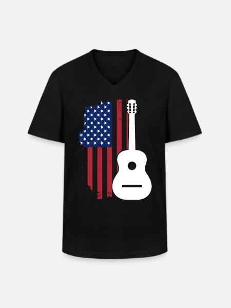 Gitarre USA Patriot - Männer-T-Shirt mit V-Ausschnitt - Schwarz
